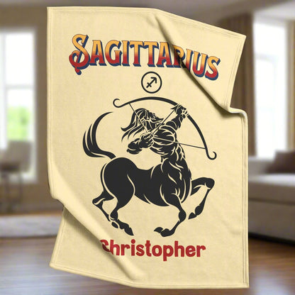 Sagittarius Minimalist Fleece or Sherpa Blanket living room setting Mister Obtuse Eclectic Goods