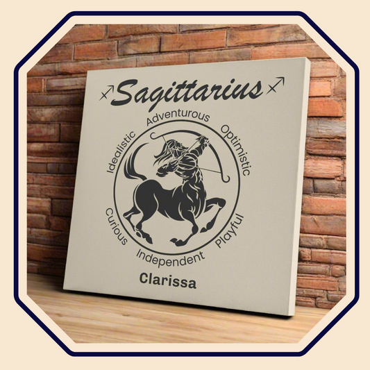 Sagittarius Minimalist Personalized Square Canvas Wrap main product image mister obtuse eclectic goods