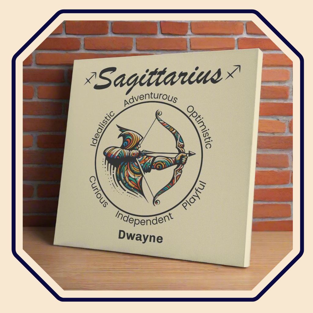 Sagittarius aim true Personalized Square Canvas Wrap main product image mister obtuse eclectic goods