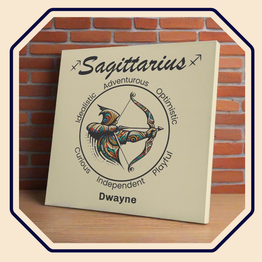 Sagittarius aim true Personalized Square Canvas Wrap main product image mister obtuse eclectic goods