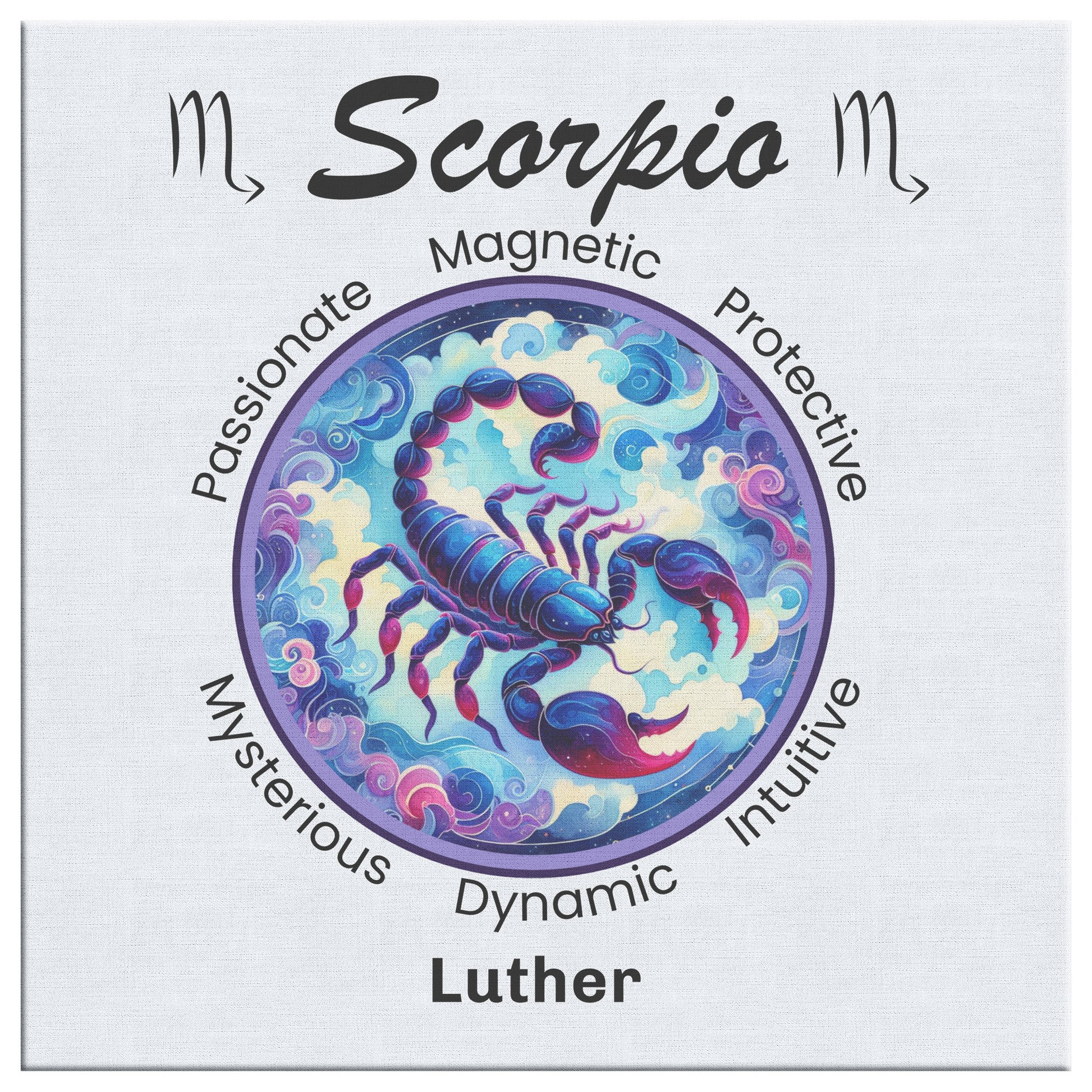 Scorpio Dreams Personalized Square Canvas Wrap close up mister obtuse eclectic goods