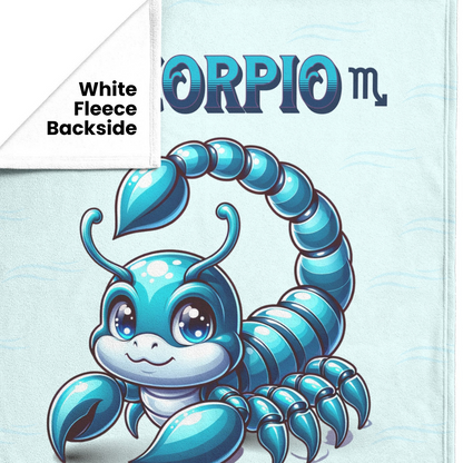 Scorpio Fleece or sherpa blanket showing white fleece backside mister obtuse eclectic goods