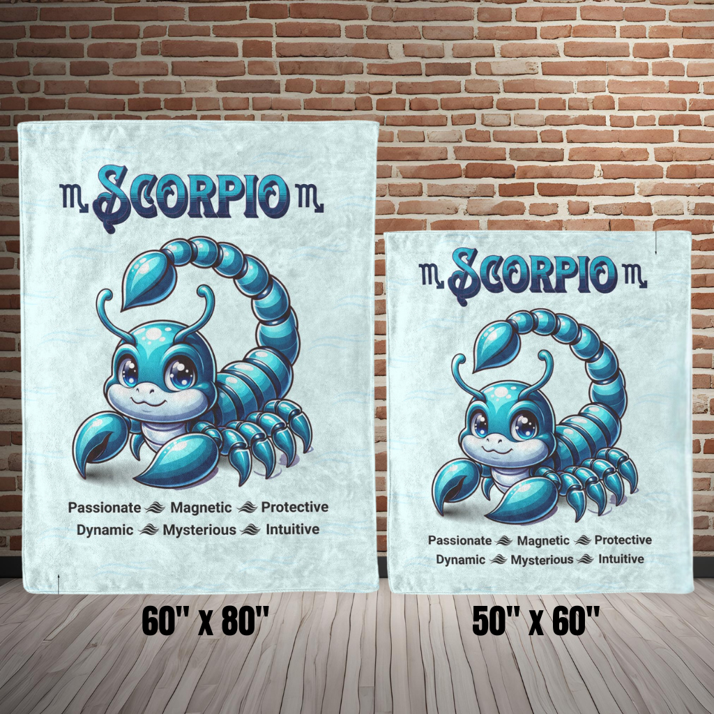 Scorpio Fleece or sherpa blanket size options mister obtuse eclectic goods