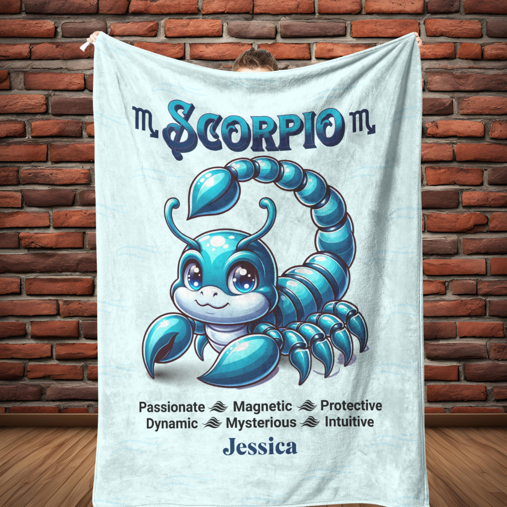 Scorpio Personalized Fleece or Sherpa Blanket Full length Mister Obtuse Eclectic Goods
