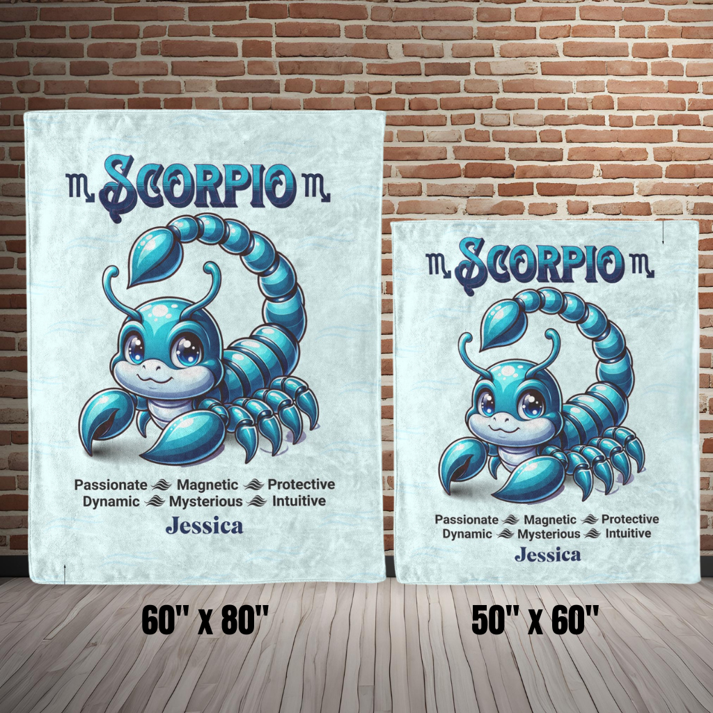 Scorpio Personalized Fleece or Sherpa Blanket Options for Size Mister Obtuse Eclectic Goods