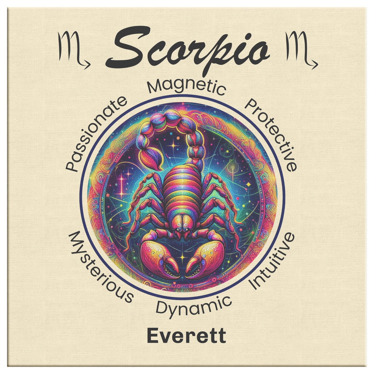 Scorpio Stellar Mystery Personalized Square Canvas Wrap close up mister obtuse eclectic goods
