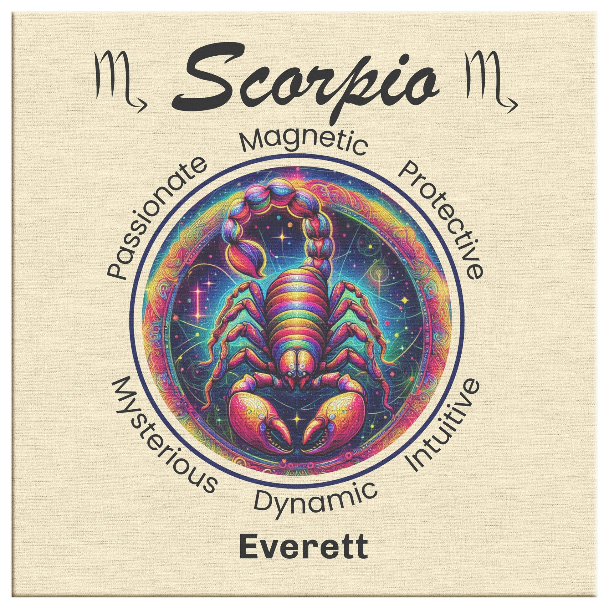 Scorpio Stellar Mystery Personalized Square Canvas Wrap close up mister obtuse eclectic goods