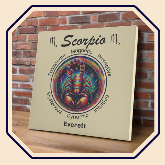 Scorpio Stellar Mystery Personalized Square Canvas Wrap main product image mister obtuse eclectic goods
