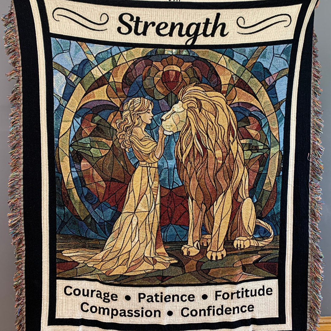 Strength Tarot Heirloom Blanket Close Up_Mister Obtuse Eclectic Goods