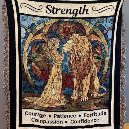 Strength Tarot Heirloom Blanket Close Up_Mister Obtuse Eclectic Goods