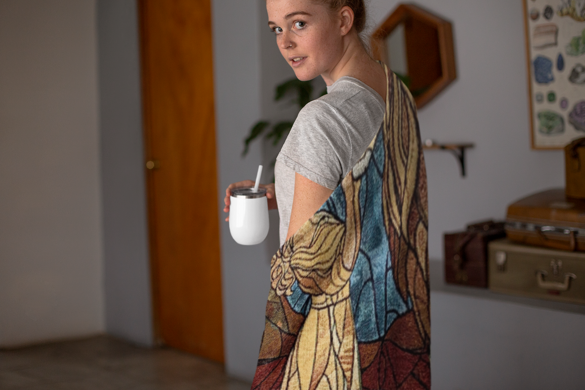 Strength Tarot Heirloom blanket wrapped around woman mister obtuse eclectic goods