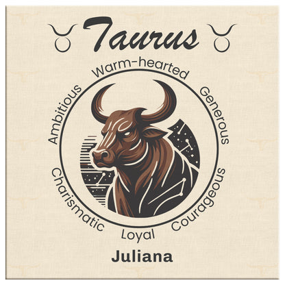 Taurus Fierceness Personalized Square Canvas Wrap close up mister obtuse eclectic goods