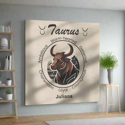 Taurus Fierceness Personalized Square Canvas Wrap  huge canvas hanging on living room wall mister obtuse eclectic goods