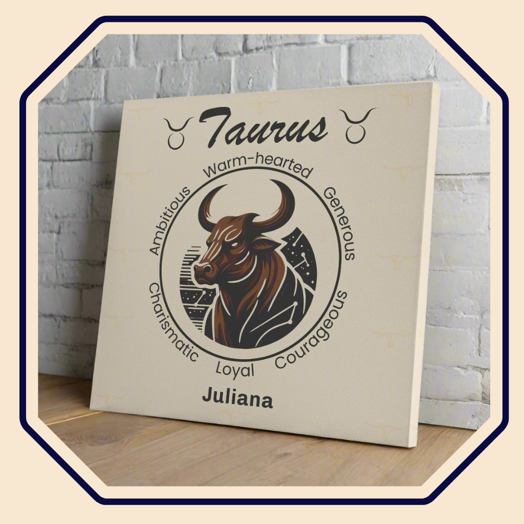 Taurus Fierceness Personalized Square Canvas Wrap main product image mister obtuse eclectic goods