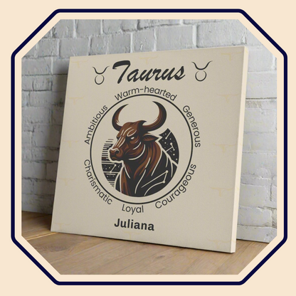 Taurus Fierceness Personalized Square Canvas Wrap main product image mister obtuse eclectic goods