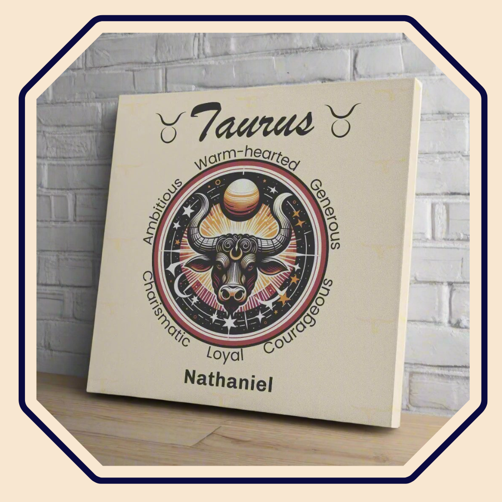 Taurus In The Stars Personalized Square Canvas Wrap main product image mister obtuse eclectic goods