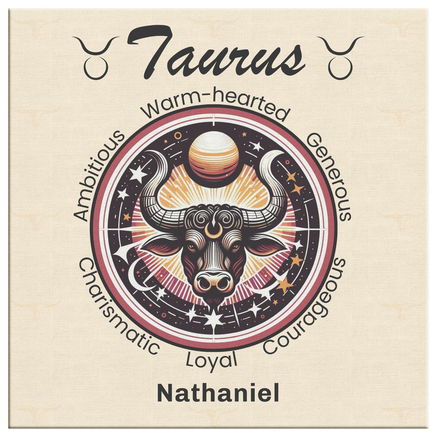 Taurus In The Stars Personalized Square Canvas Wrap close up mister obtuse eclectic goods
