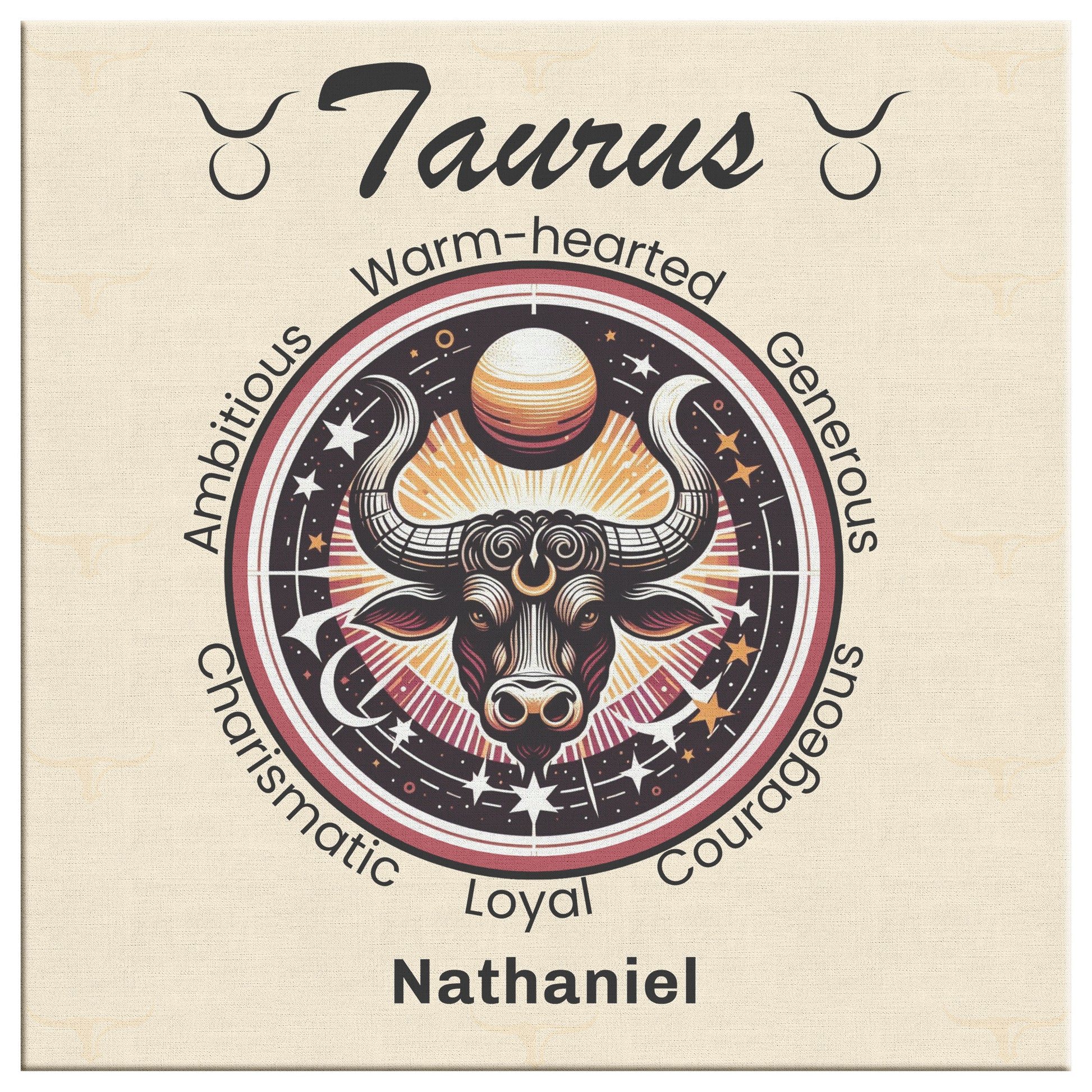 Taurus In The Stars Personalized Square Canvas Wrap close up mister obtuse eclectic goods