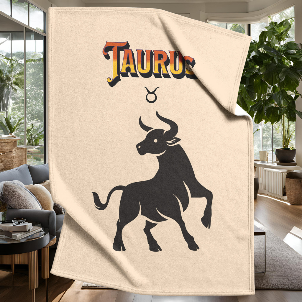 Taurus Minimalist Fleece or sherpa blanket living room setting mister obtuse eclectic goods