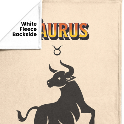 Taurus Minimalist Fleece or sherpa blanket showing white fleece backside mister obtuse eclectic goods