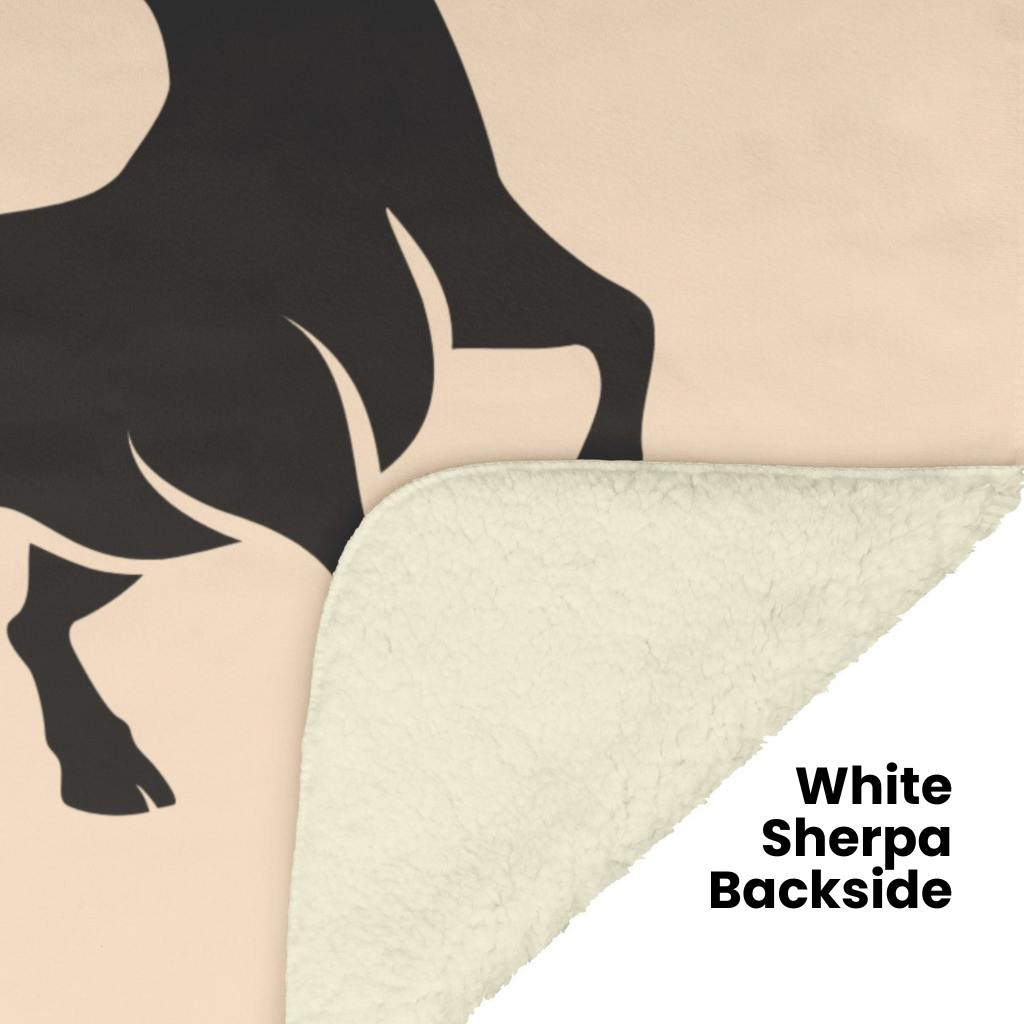 Taurus Minimalist Fleece or sherpa blanket showing white sherpa backside mister obtuse eclectic goods