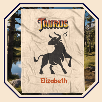 Taurus Minimalist Personalized Fleece or Sherpa Blanket Main image mister obtuse eclectic goods