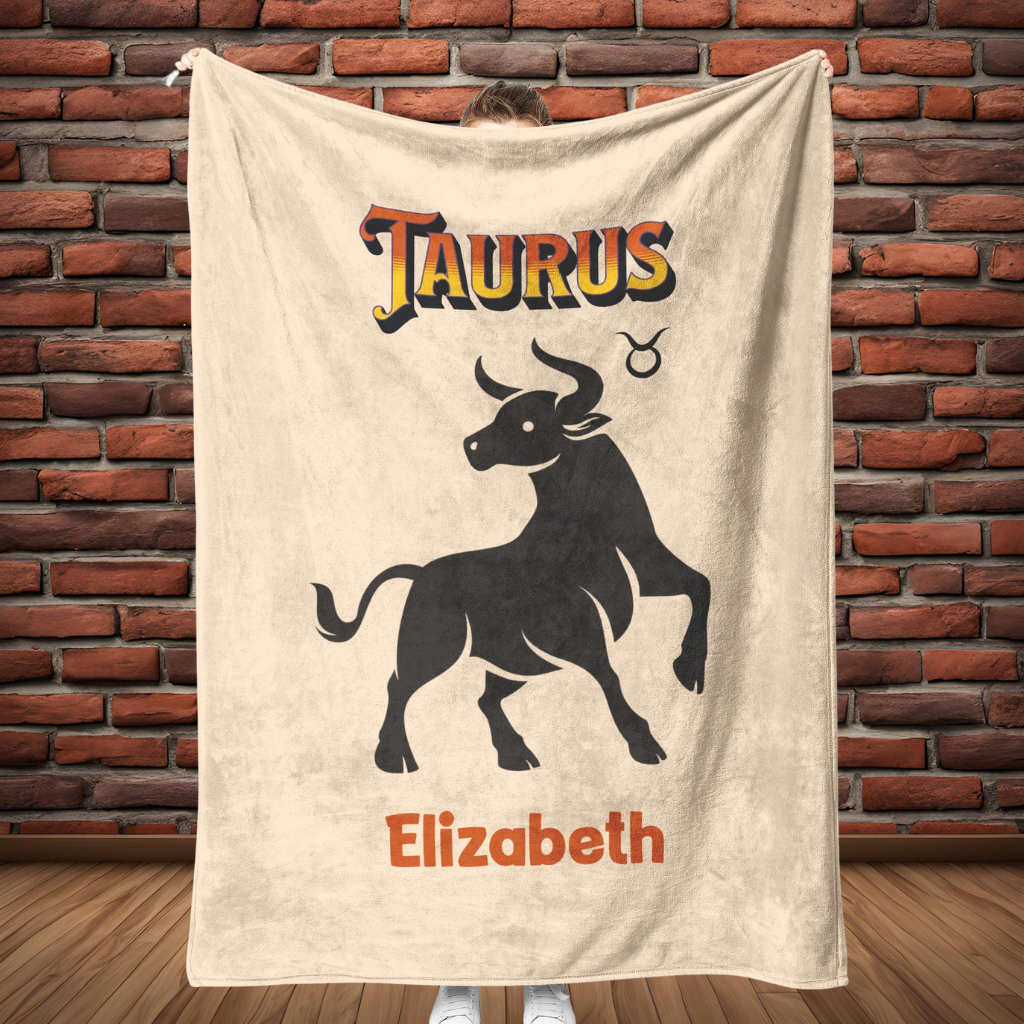 Taurus Minimalist Personalized Fleece or Sherpa Blanket full length mister obtuse eclectic goods