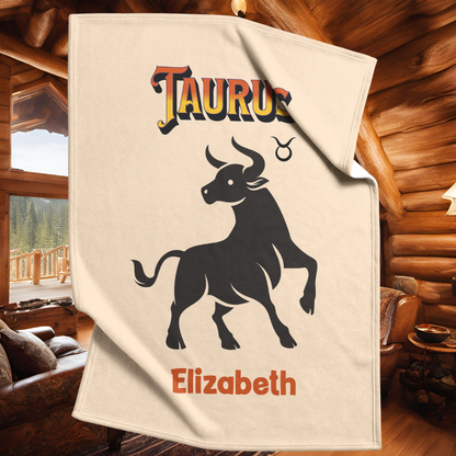 Taurus Minimalist Personalized Fleece or Sherpa Blanket living room setting mister obtuse eclectic goods