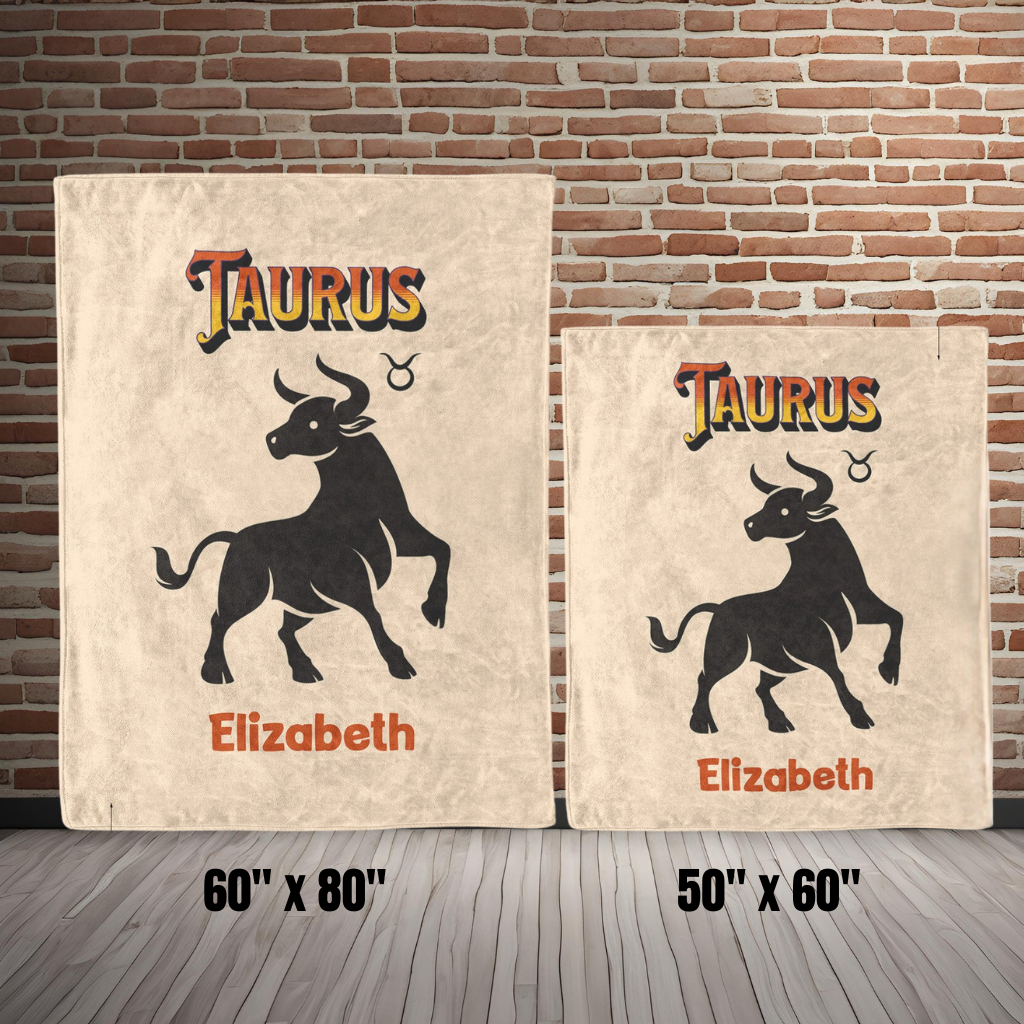 Taurus Minimalist Personalized Fleece or Sherpa Blanket size options mister obtuse eclectic goods