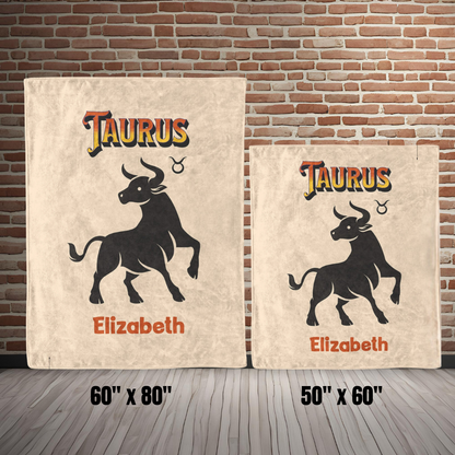 Taurus Minimalist Personalized Fleece or Sherpa Blanket size options mister obtuse eclectic goods
