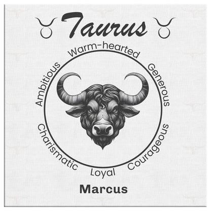 Taurus Minimalist  Personalized Square Canvas Wrap close up mister obtuse eclectic goods