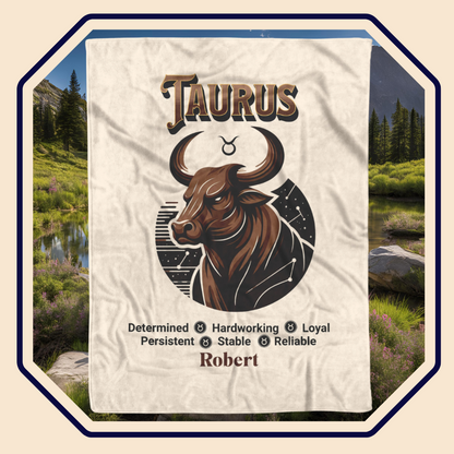 Taurus Personalized Fleece or Sherpa Blanket Main image mister obtuse eclectic goods