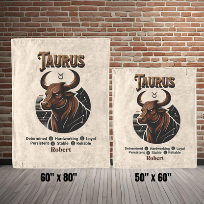 Taurus Personalized Fleece or Sherpa Blanket size options mister obtuse eclectic goods