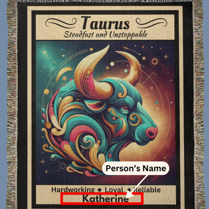 Taurus Personalized blanket showing name mister obtuse eclectic goods