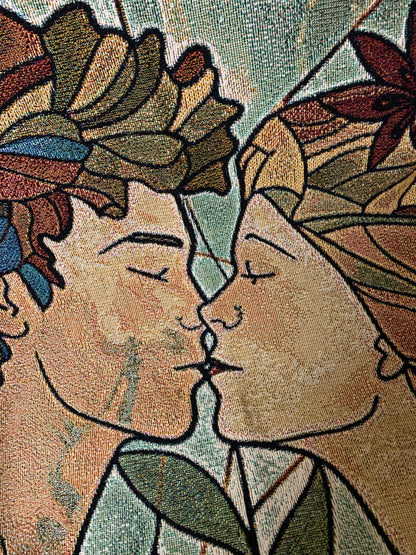 The Lovers Tarot Card Heirloom Blanket_Close Up_mromugs_mister obtuse eclectic goods_5244