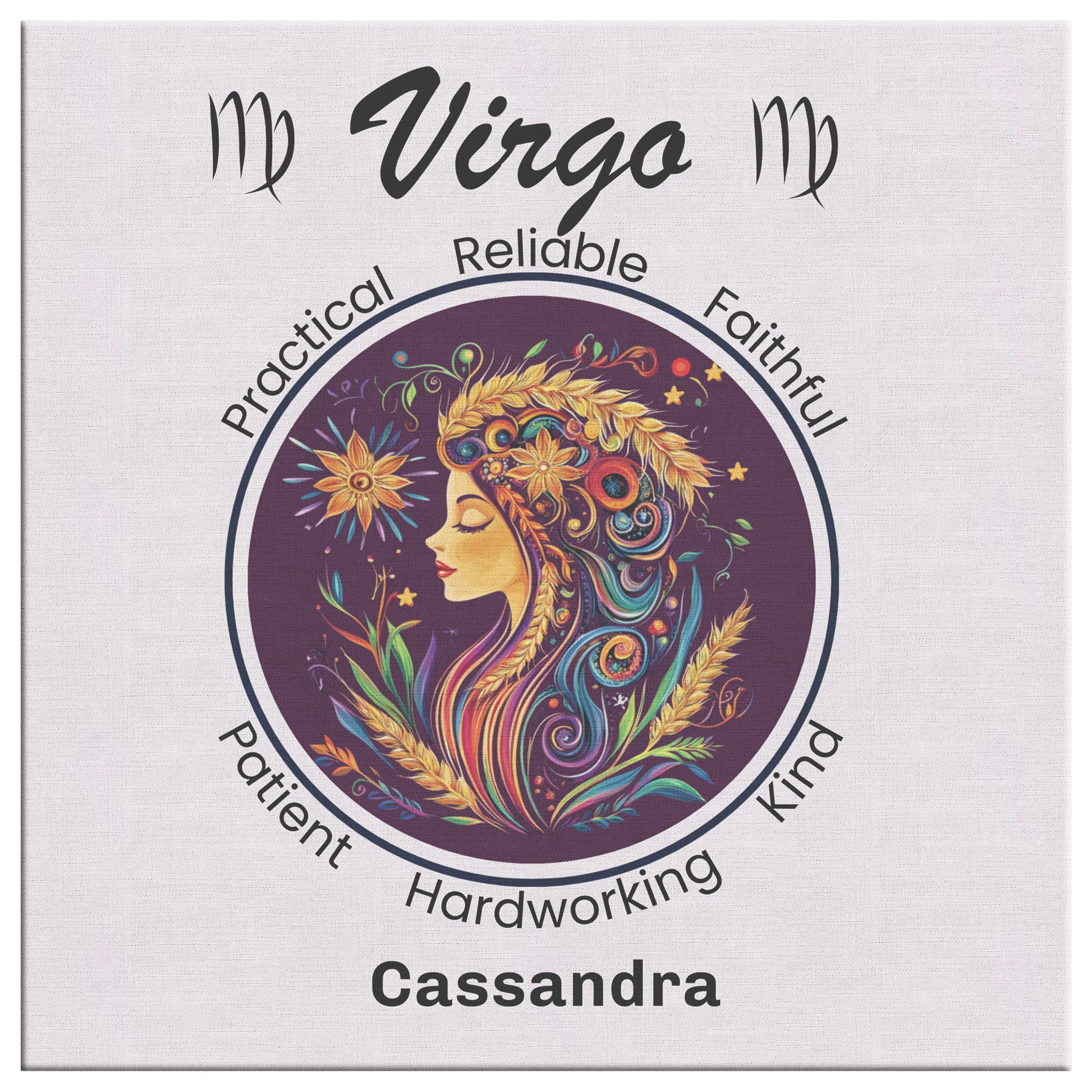 Virgo At Peace Personalized Square Canvas Wrap close up eclectic goods