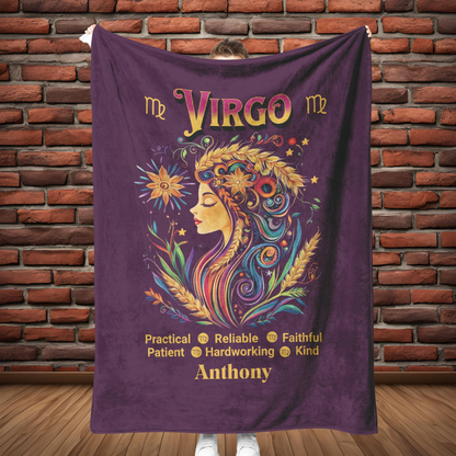 Virgo Fleece or Sherpa Blanket full length Mister Obtuse Eclectic Goods