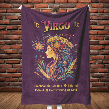 Virgo Fleece or sherpa blanket showing full length mister obtuse eclectic goods