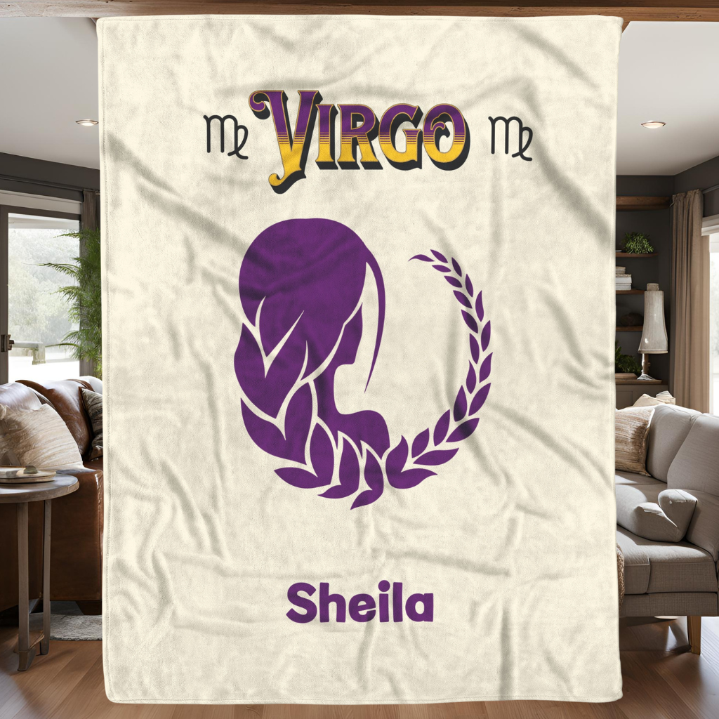 Virgo Minimalist Fleece or Sherpa Blanket living room setting Mister Obtuse Eclectic Goods
