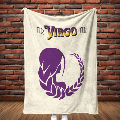 Virgo Minimalist Fleece or sherpa blanket showing full length mister obtuse eclectic goods