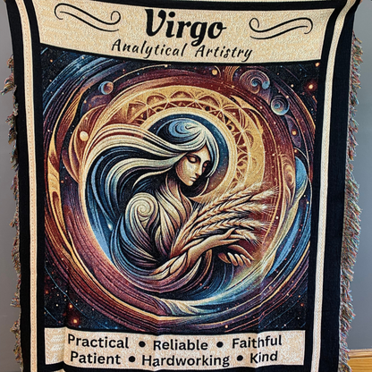 Virgo Zodiac Heirloom Blanket Full Length Close Up_Mister Obtuse Eclectic Goods