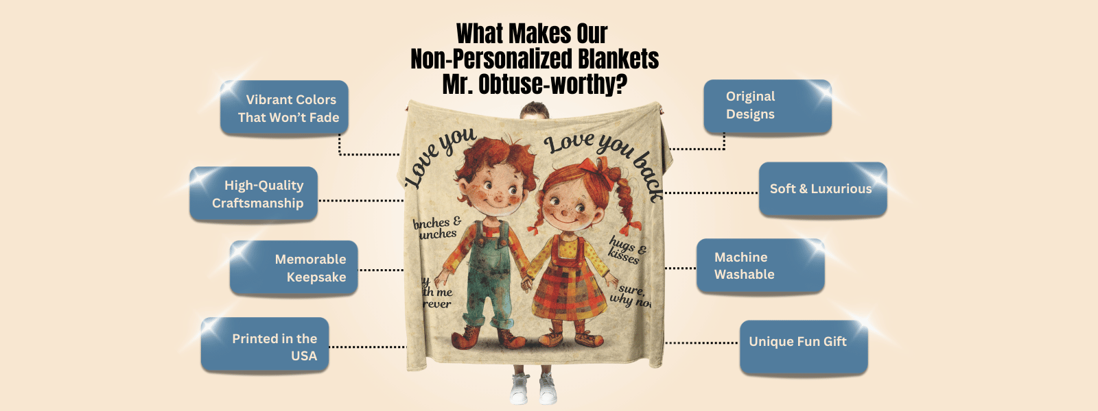 What Makes Our non personalized whimsical couples Blanket Mr Obtuse Worthy