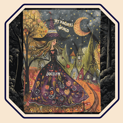 Witch's Magical World Personalized Fleece or sherpa blanket mister obtuse eclectic goods