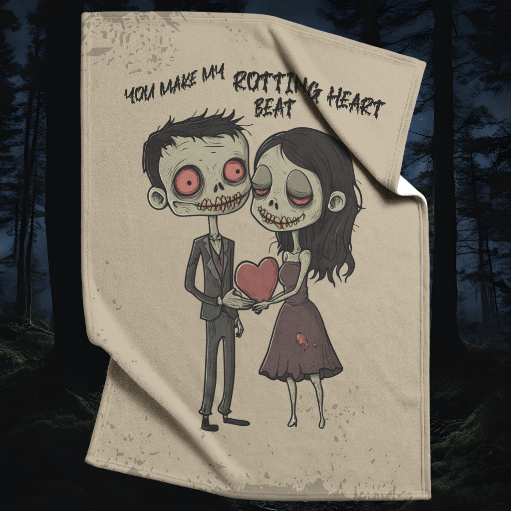 Zombie Sweethearts Non-Personalized Fleece or sherpa blanket in graveyard setting mister obtuse eclectic goods