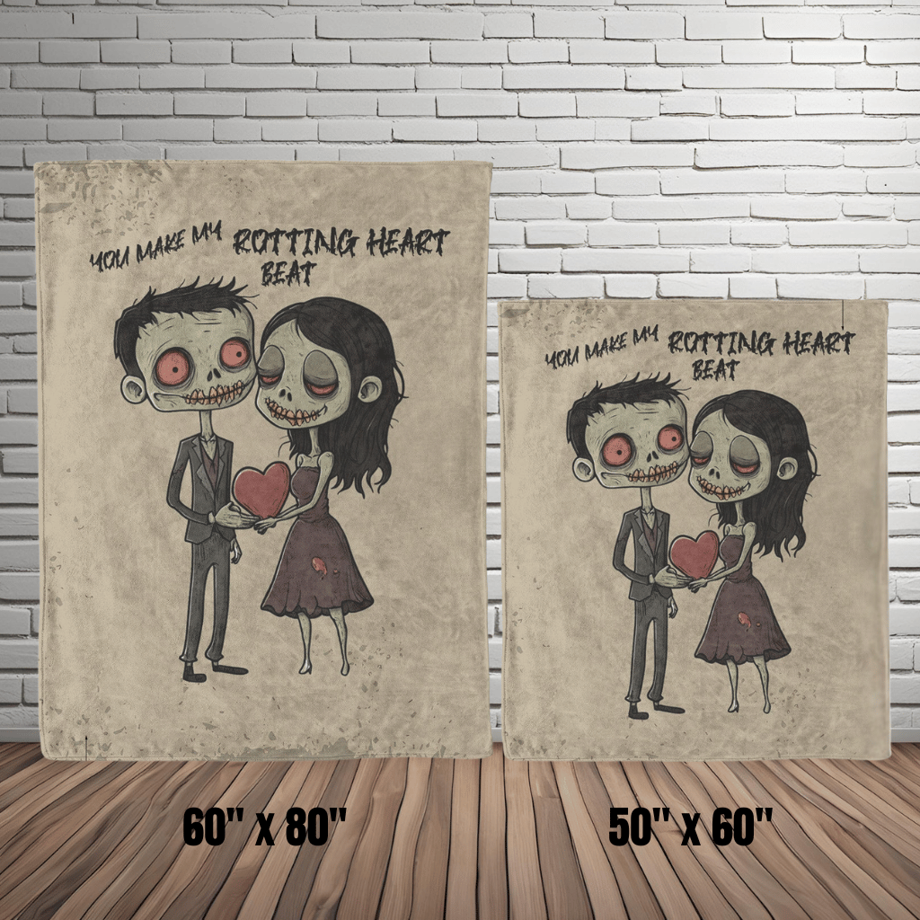 Zombie Sweethearts Non-Personalized Fleece or sherpa blanket showing size options mister obtuse eclectic goods