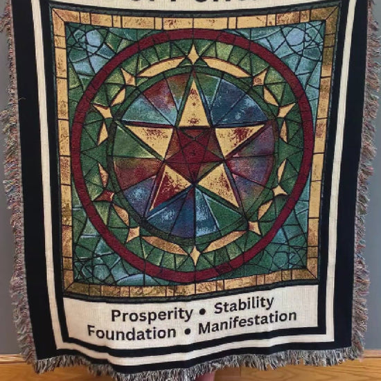 Ace of Pentacles Tarot Card Heirloom Blanket Product Video mromugs mister obtuse eclectic goods