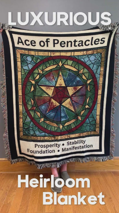 Ace of Pentacles Tarot Card Heirloom Blanket Product Video mromugs mister obtuse eclectic goods